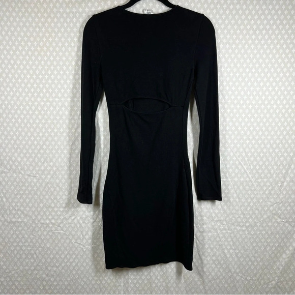 Helmut Lang Black Long Sleeve Knit Bodycon Dress - Picture 4 of 5